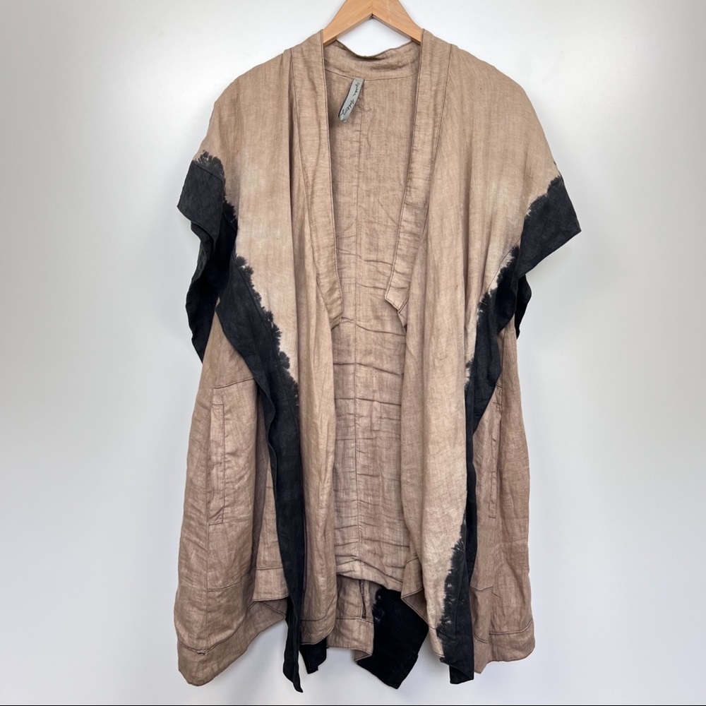 Cynthia Ashby 100% Linen Open Front Tie Dye Cardigan Size Small
